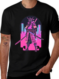 Cyberpunk Samurai T-Shirt - Neon City Warrior