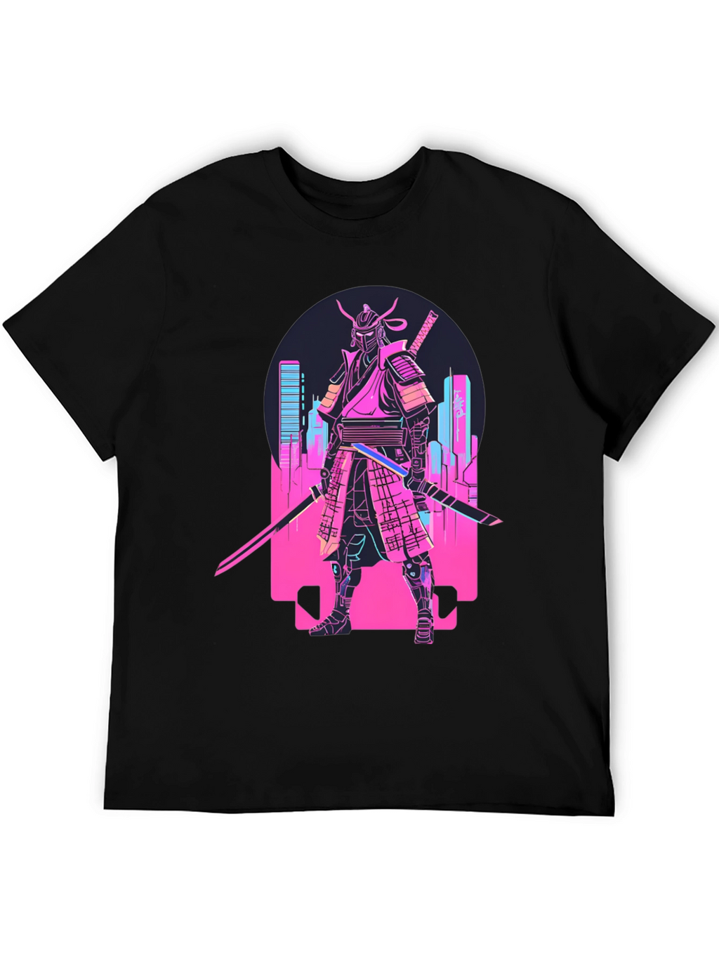 Cyberpunk Samurai T-Shirt - Neon City Warrior