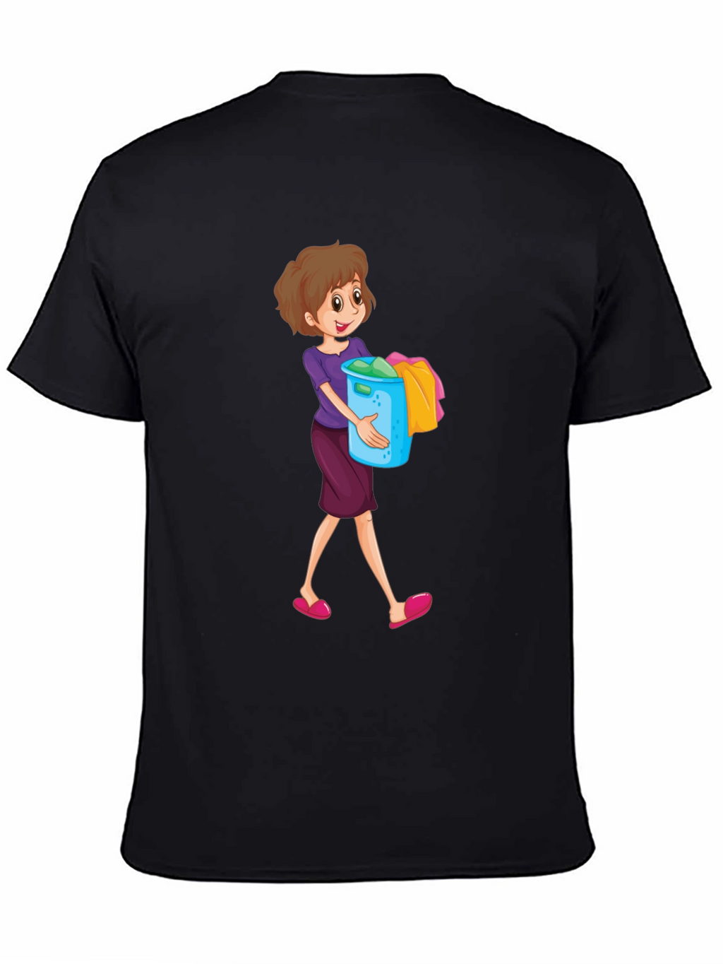 Cartoon Housewife Black T-Shirt