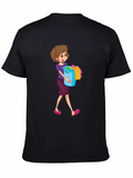 Cartoon Housewife Black T-Shirt