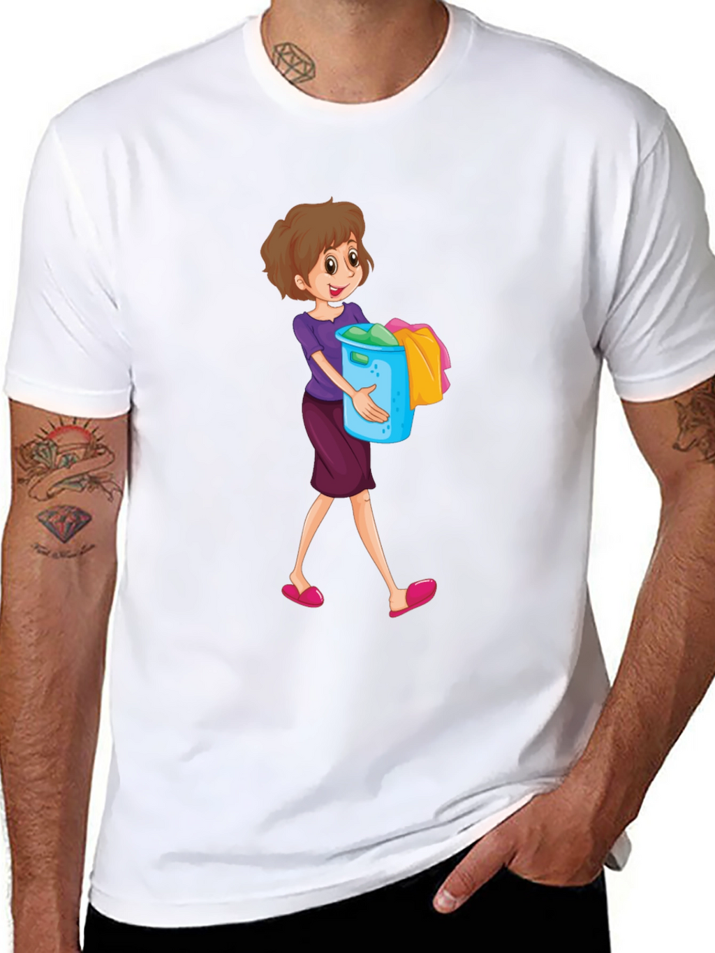 Cartoon Housewife Black T-Shirt