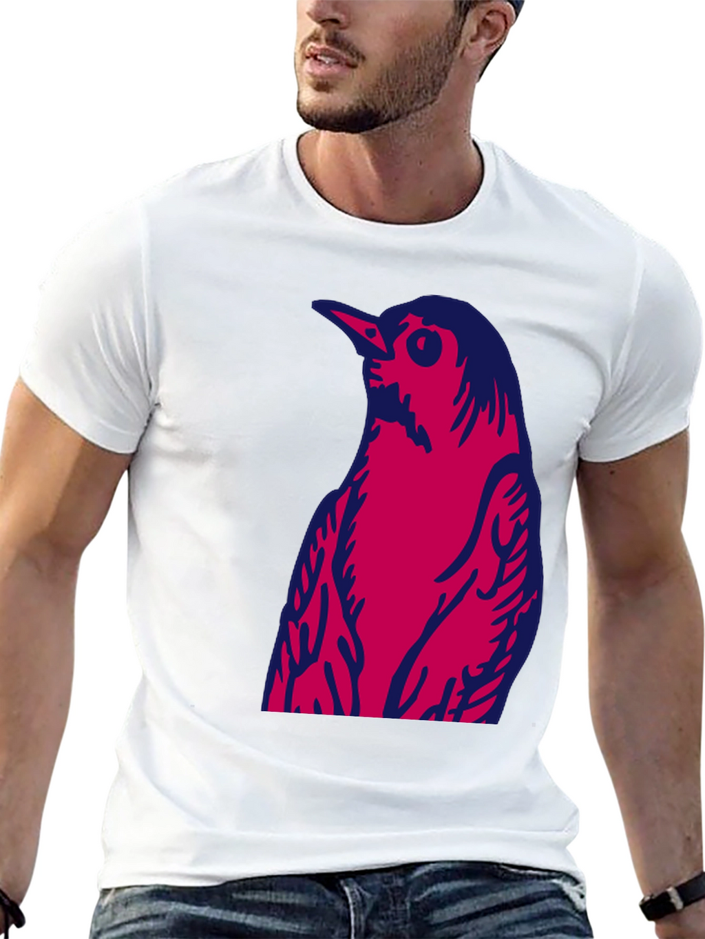 Bird Graphic Print Crew Neck T-Shirt