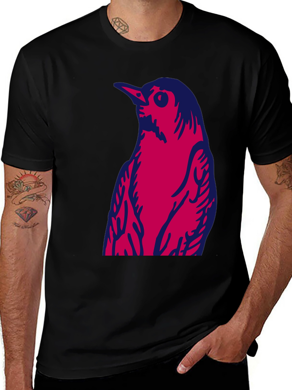 Bird Graphic Print Crew Neck T-Shirt