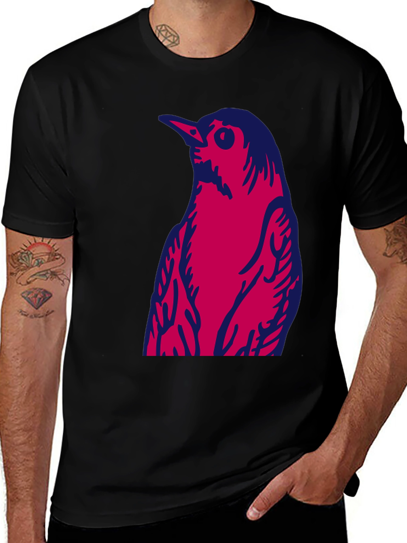 Bird Graphic Print Crew Neck T-Shirt