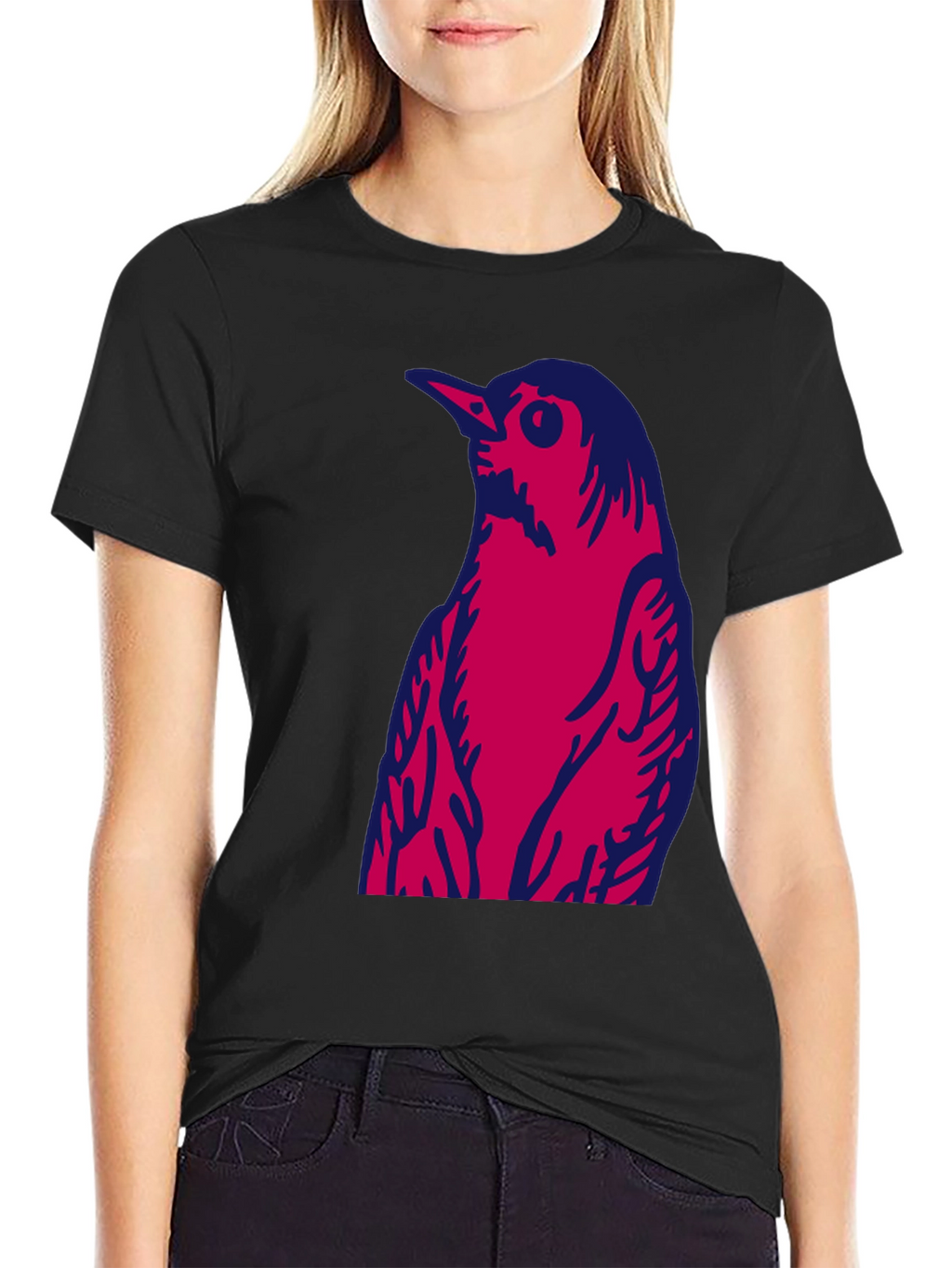Bird Graphic Print Crew Neck T-Shirt