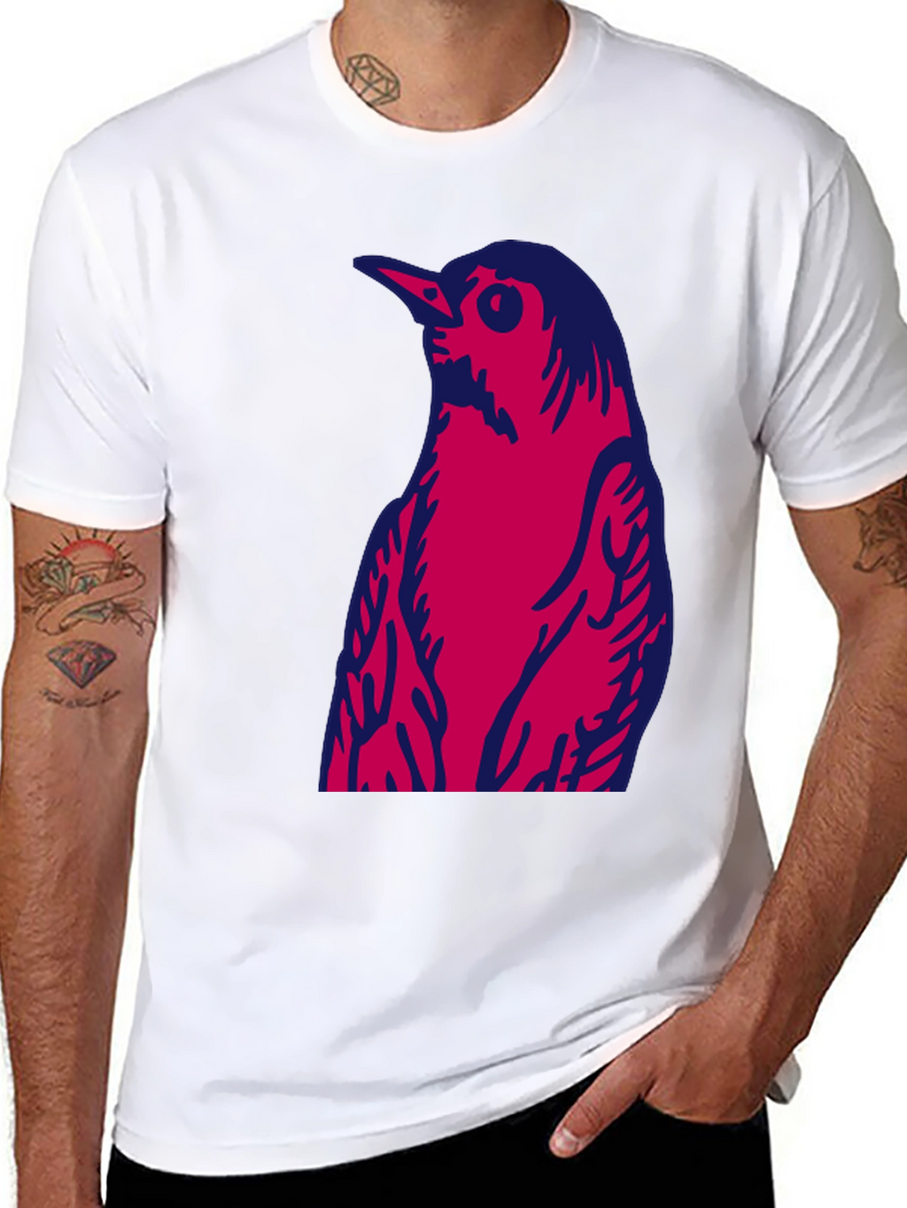 Bird Graphic Print Crew Neck T-Shirt