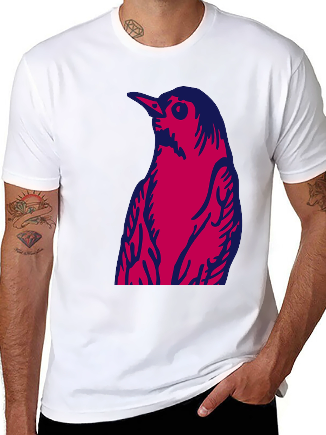 Bird Graphic Print Crew Neck T-Shirt