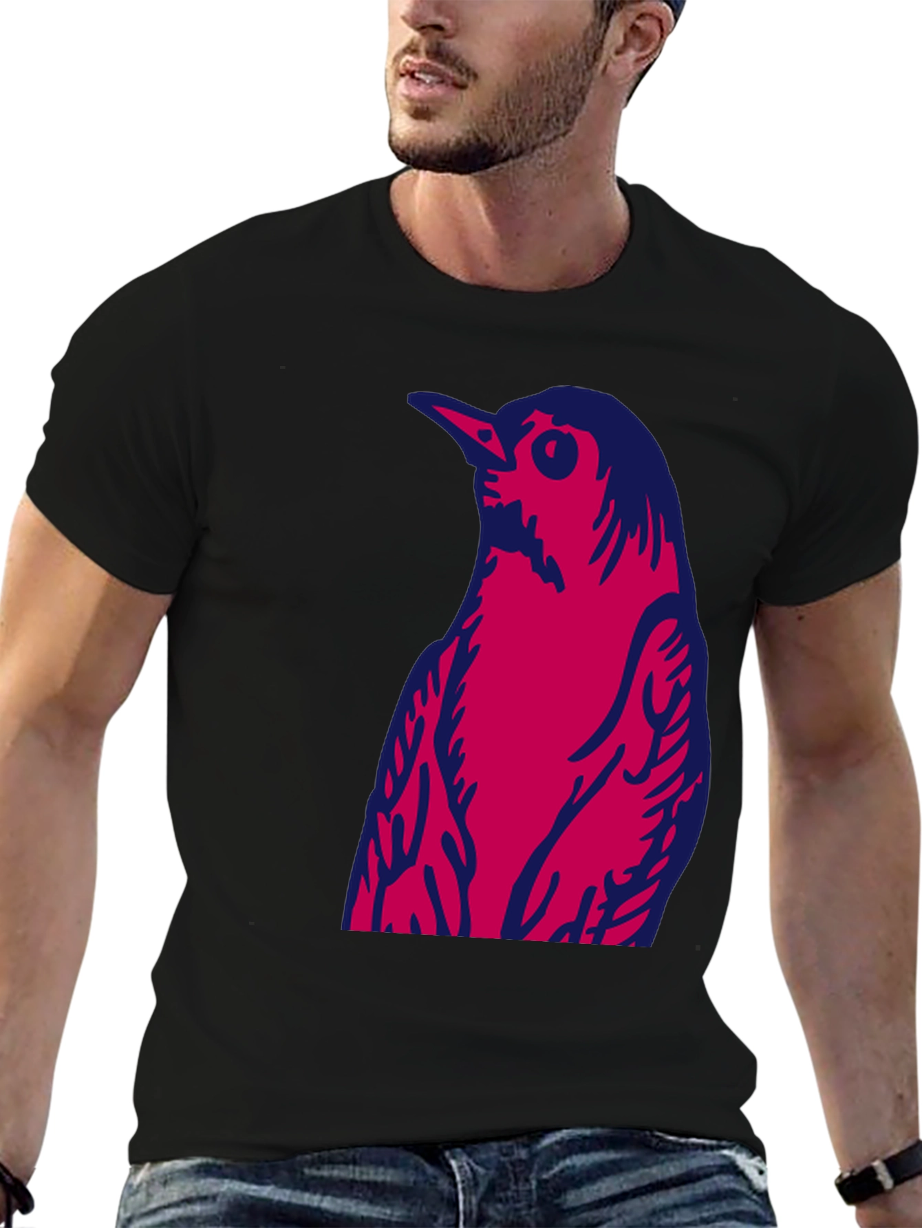 Bird Graphic Print Crew Neck T-Shirt