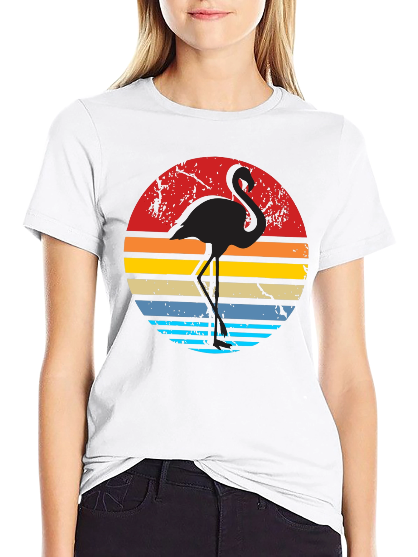 Retro Flamingo Sunset Graphic Tee - Cool Vintage Style