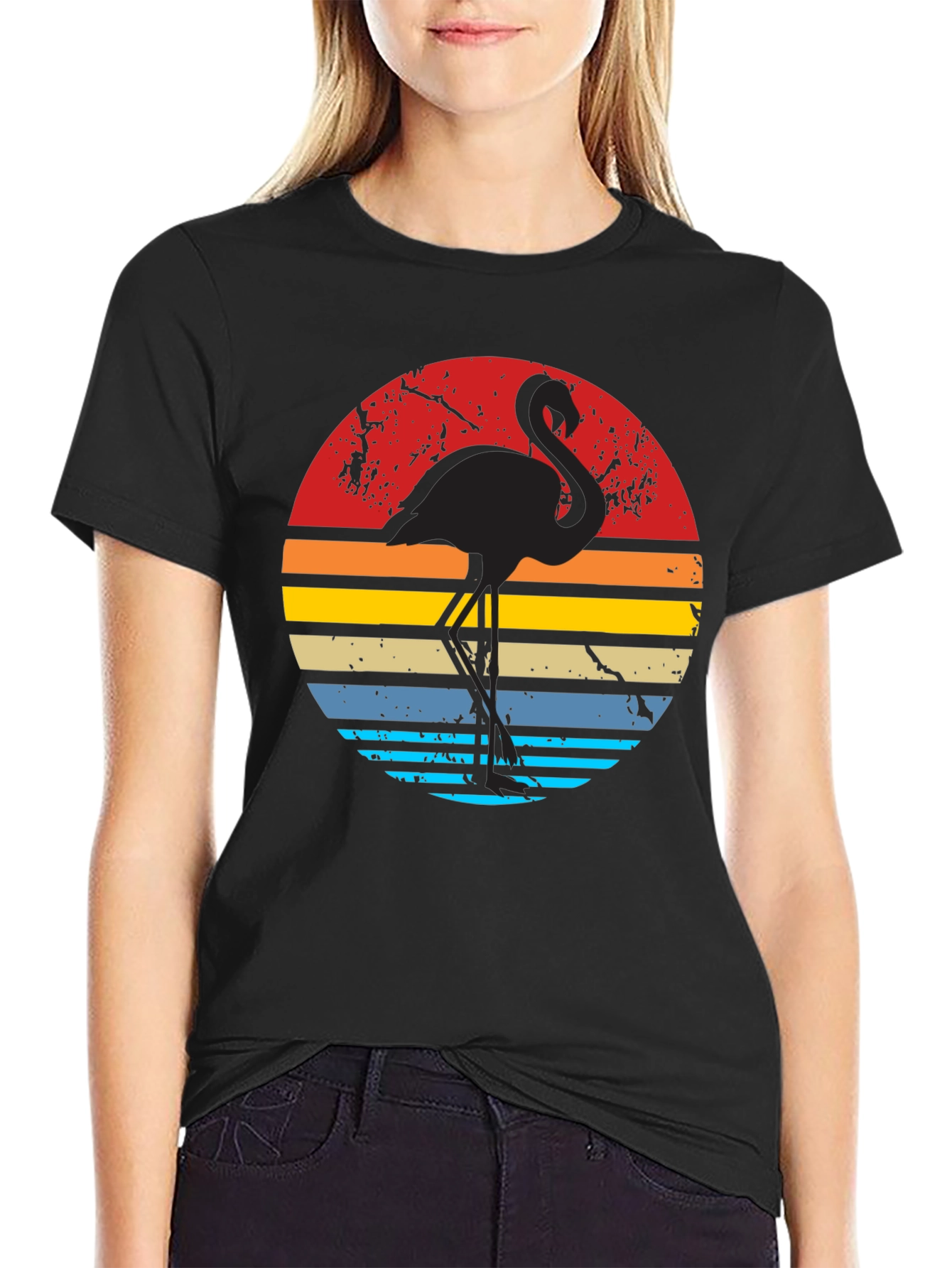 Retro Flamingo Sunset Graphic Tee - Cool Vintage Style