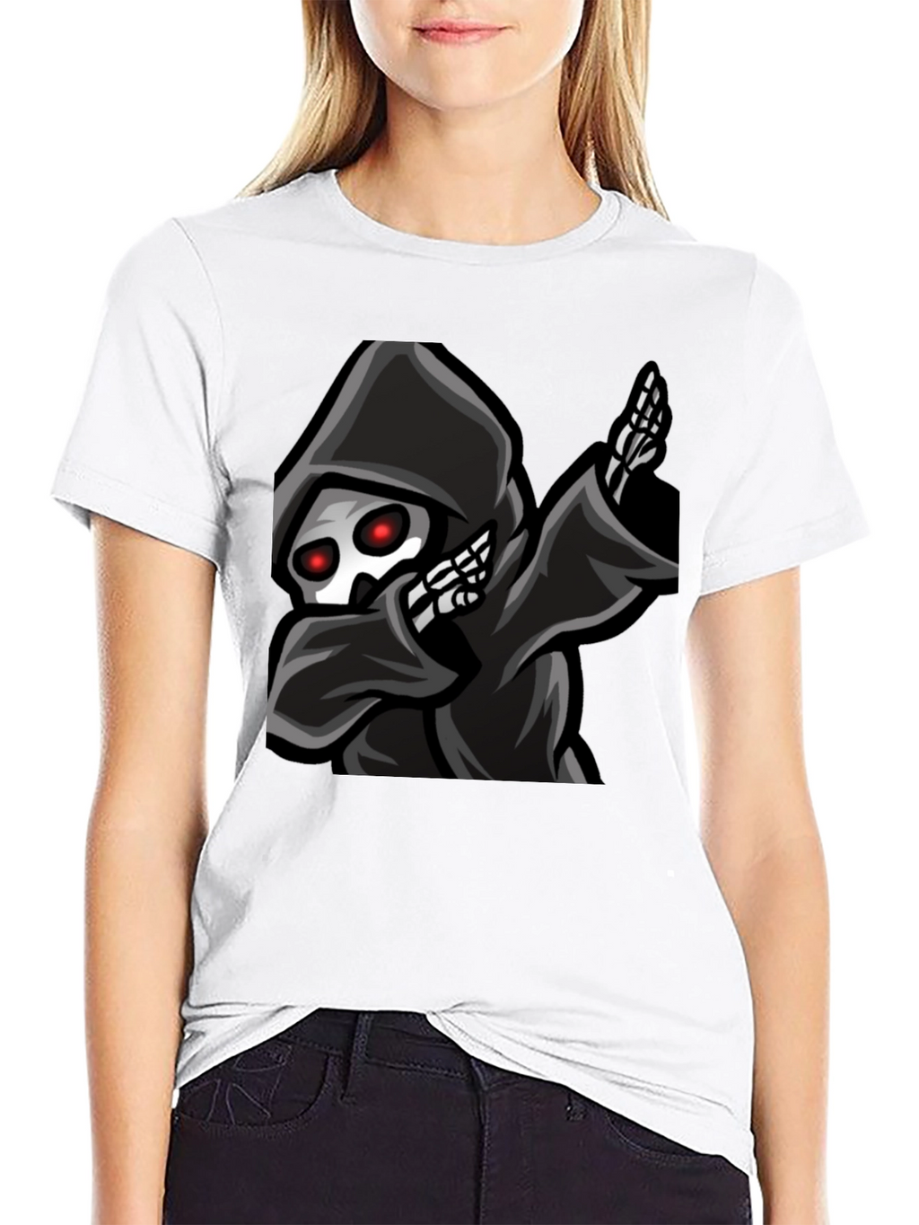 Grim Reaper Dabbing Graphic Tee - Black Cotton T-Shirt
