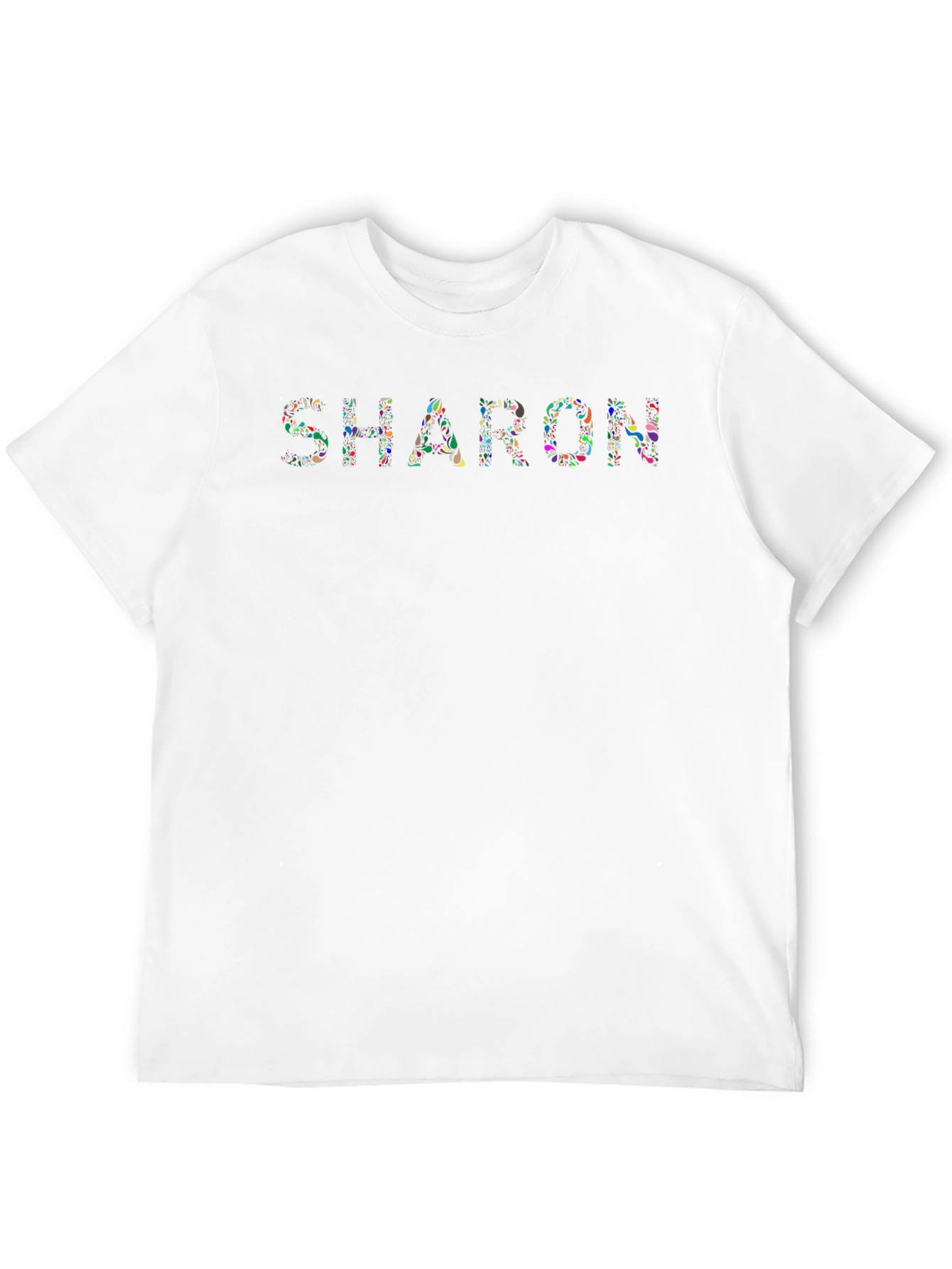 Custom Sharon Floral Print Black T-Shirt