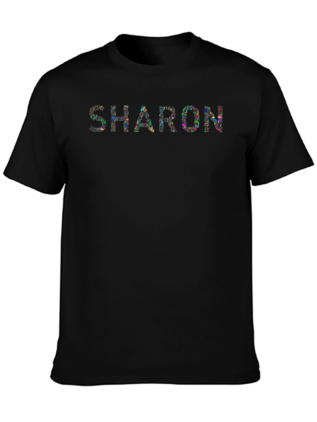 Custom Sharon Floral Print Black T-Shirt