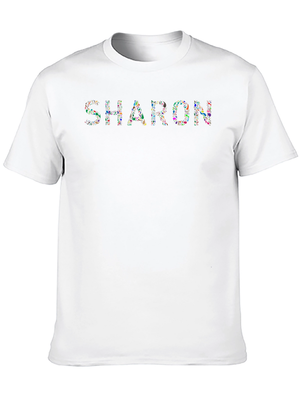 Custom Sharon Floral Print Black T-Shirt