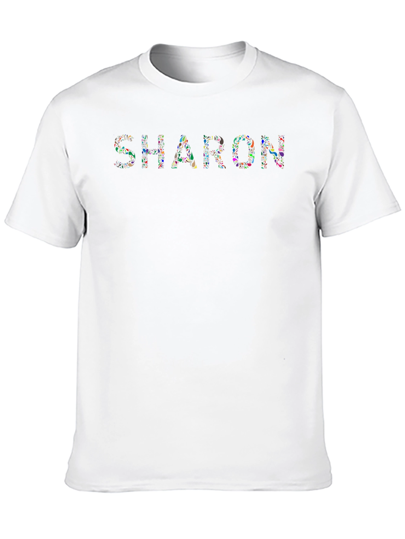 Custom Sharon Floral Print Black T-Shirt