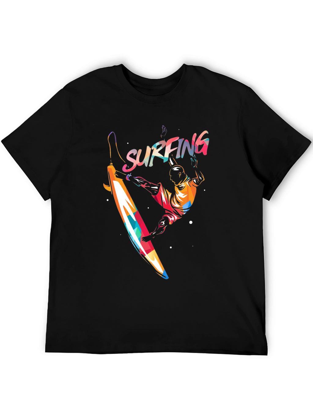 Surfing Graphic Print T-Shirt - Mens Black Tee