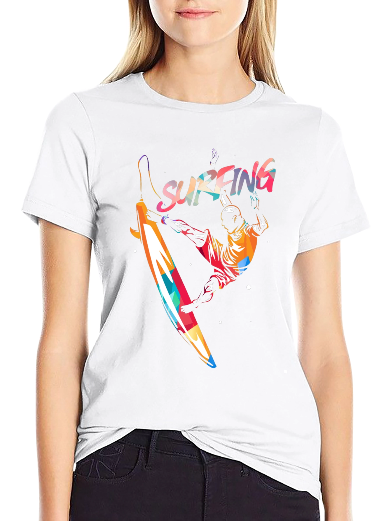 Surfing Graphic Print T-Shirt - Mens Black Tee
