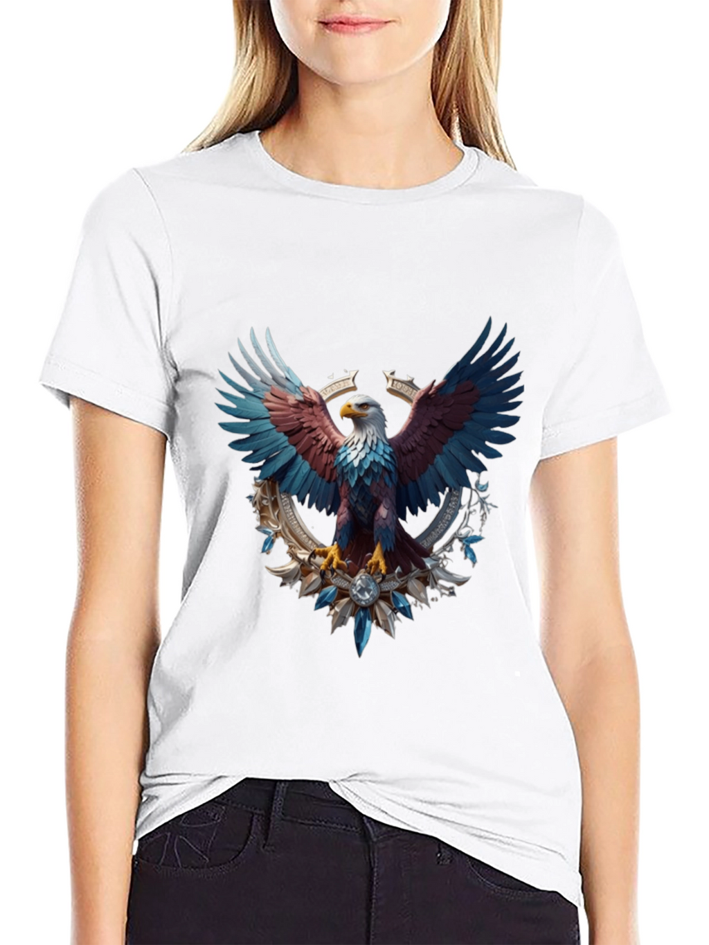 Patriotic Eagle Graphic Tee - Black