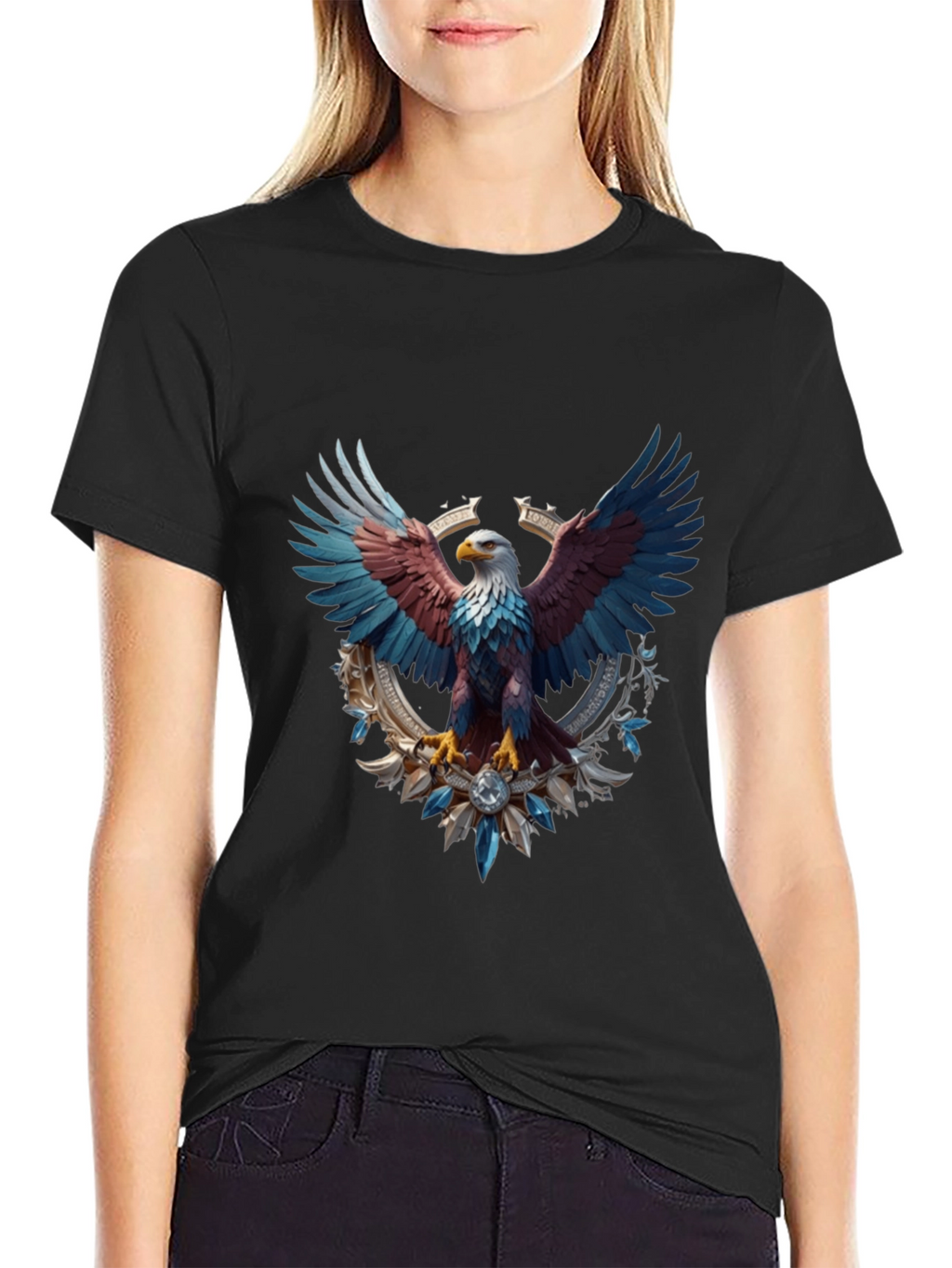 Patriotic Eagle Graphic Tee - Black