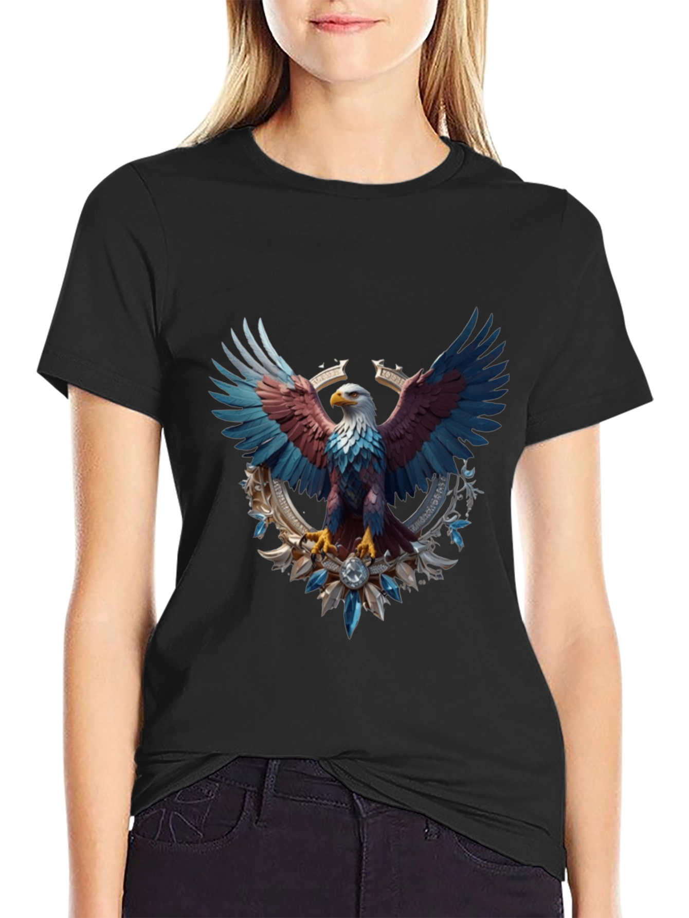 Patriotic Eagle Graphic Tee - Black