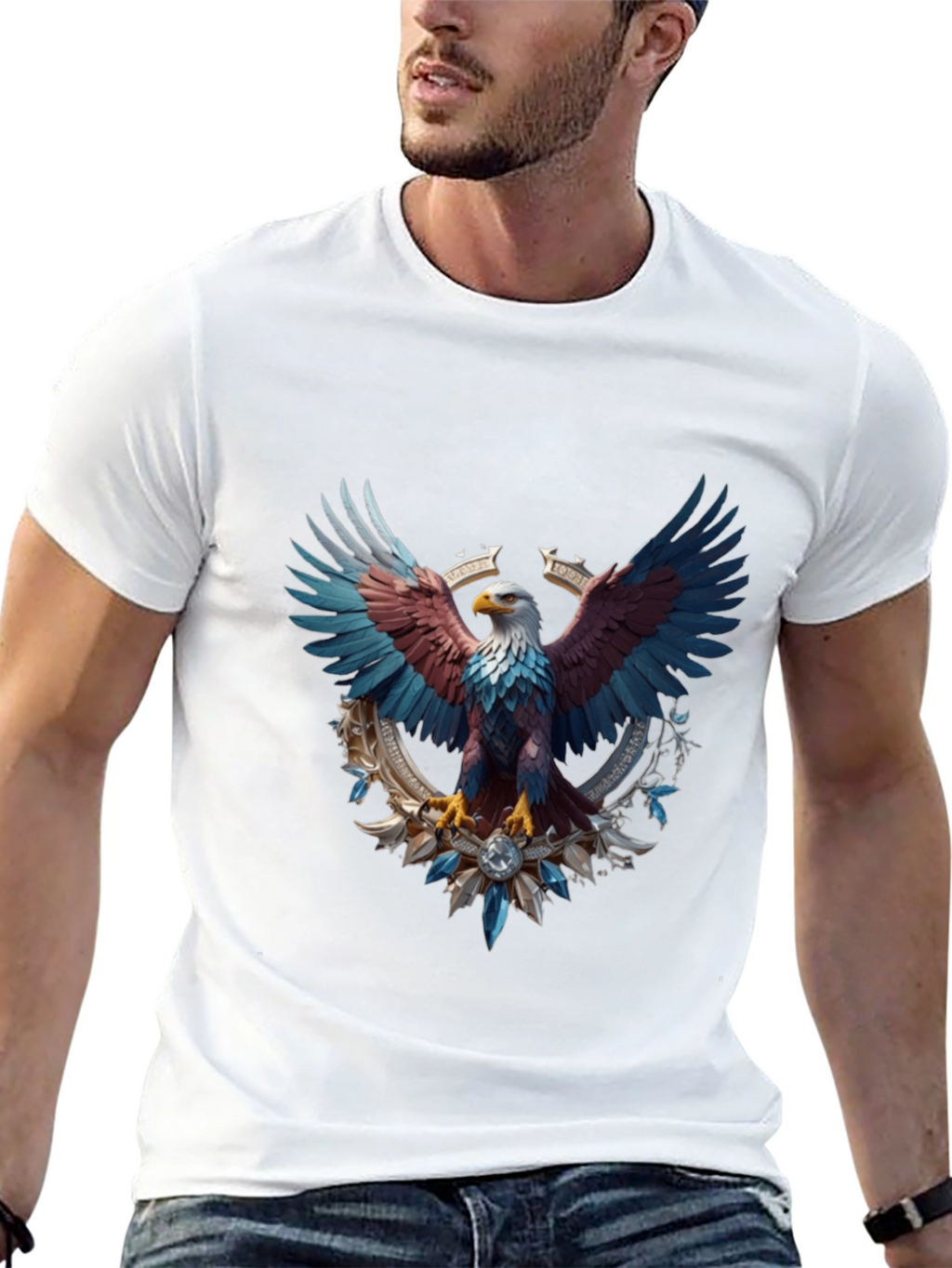 Patriotic Eagle Graphic Tee - Black