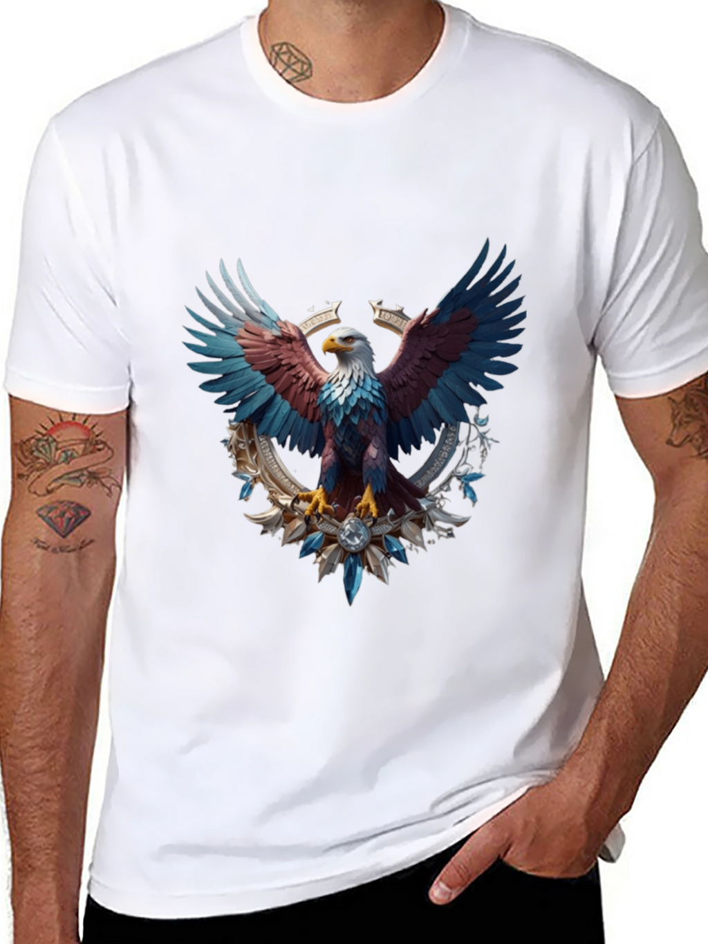 Patriotic Eagle Graphic Tee - Black