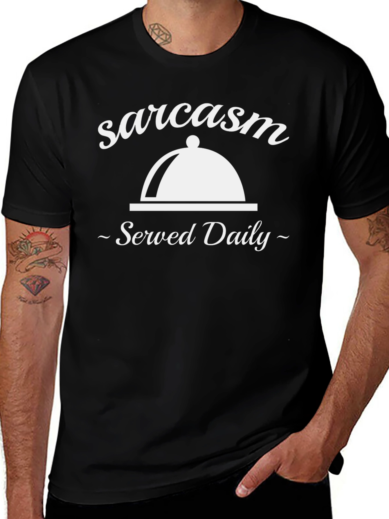 Sarcasm Served Daily Graphic Tee - Black T-Shirt