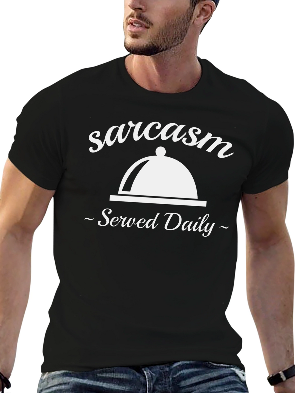 Sarcasm Served Daily Graphic Tee - Black T-Shirt