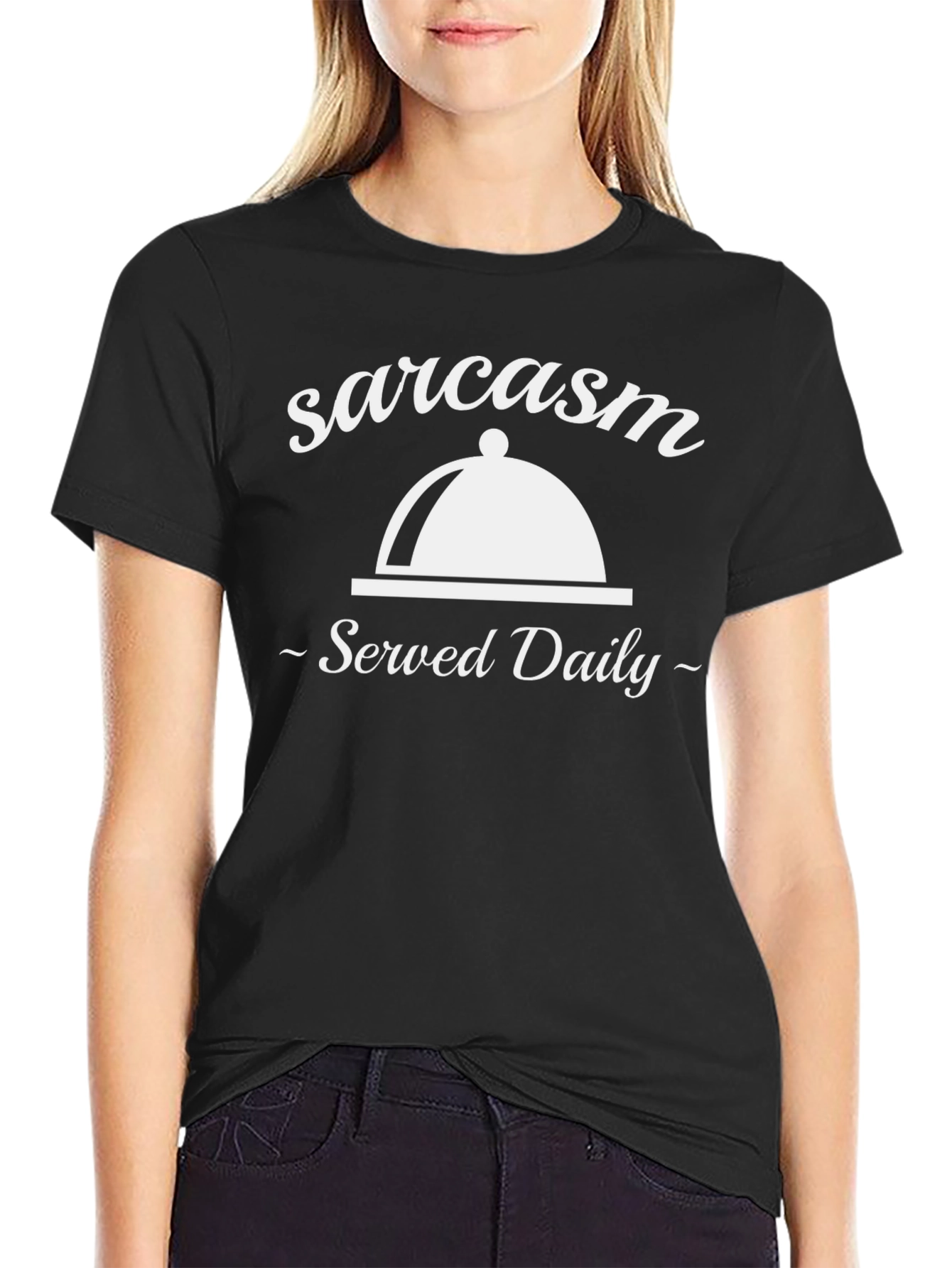 Sarcasm Served Daily Graphic Tee - Black T-Shirt