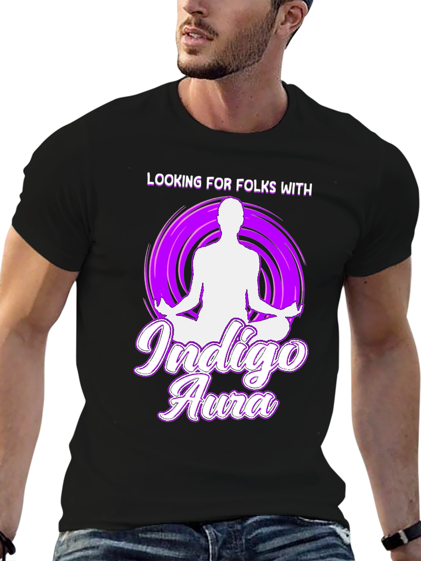 Indigo Aura T-Shirt - Meditating Design