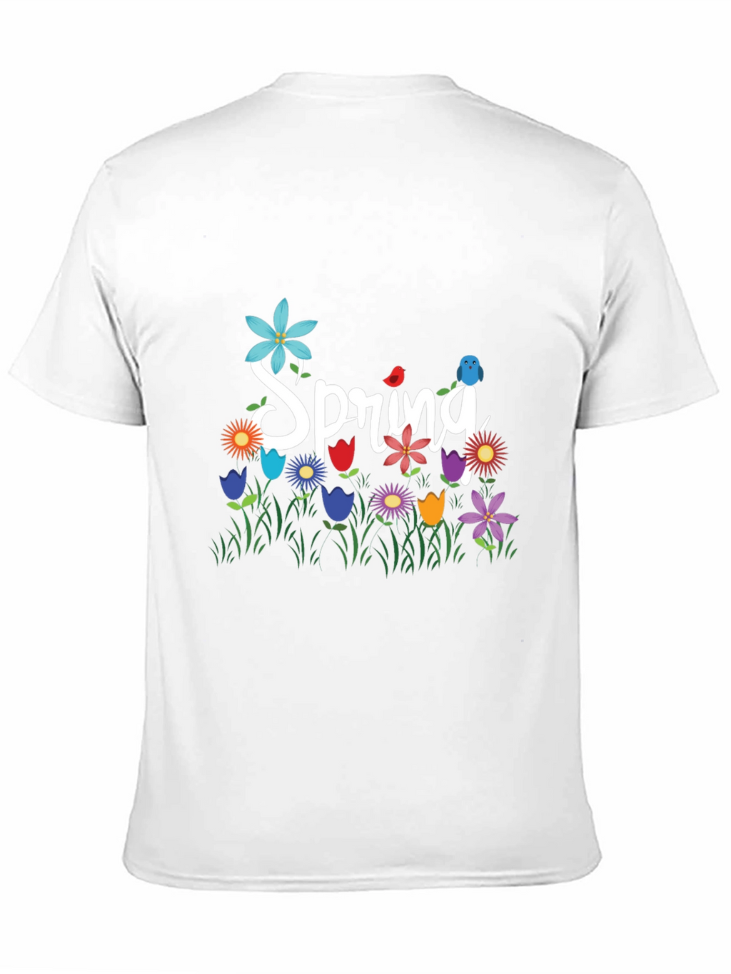 Spring Floral Graphic T-Shirt Black Casual Tee