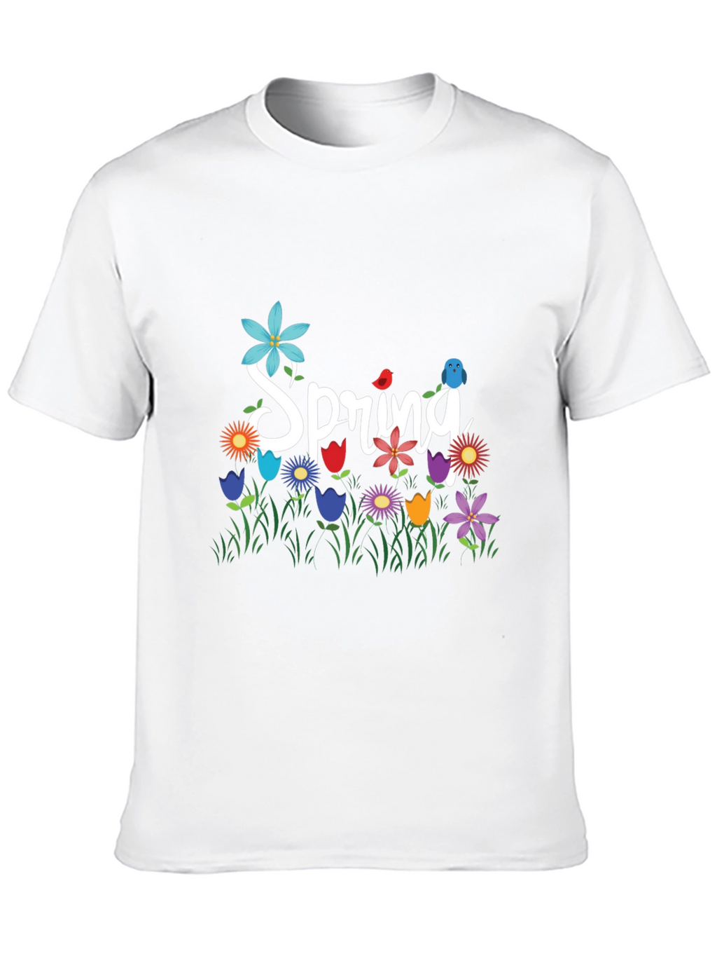 Spring Floral Graphic T-Shirt Black Casual Tee