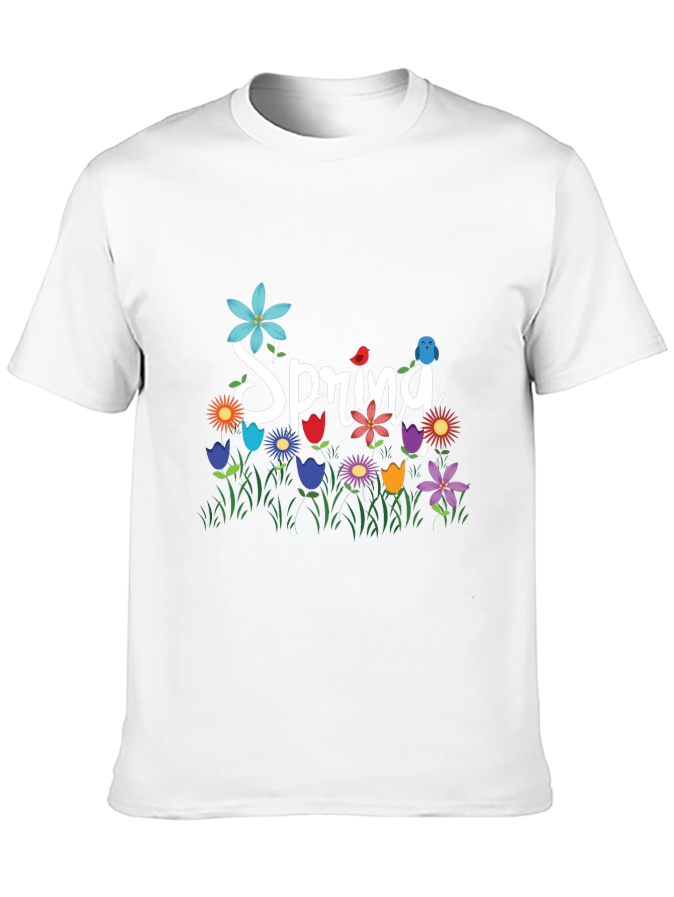 Spring Floral Graphic T-Shirt Black Casual Tee