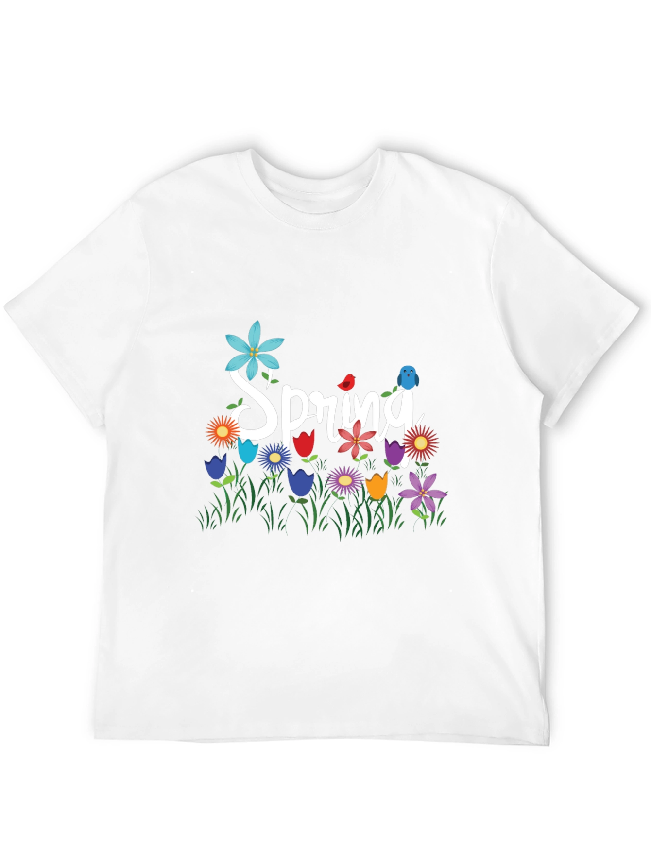 Spring Floral Graphic T-Shirt Black Casual Tee