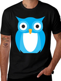Blue Owl Graphic Tee - Stylish Black Cotton T-Shirt