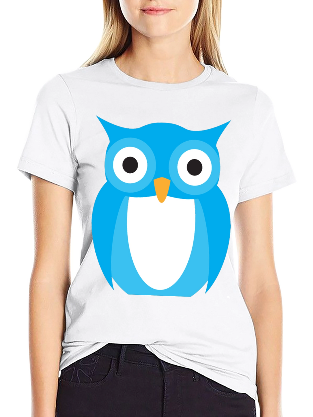 Blue Owl Graphic Tee - Stylish Black Cotton T-Shirt