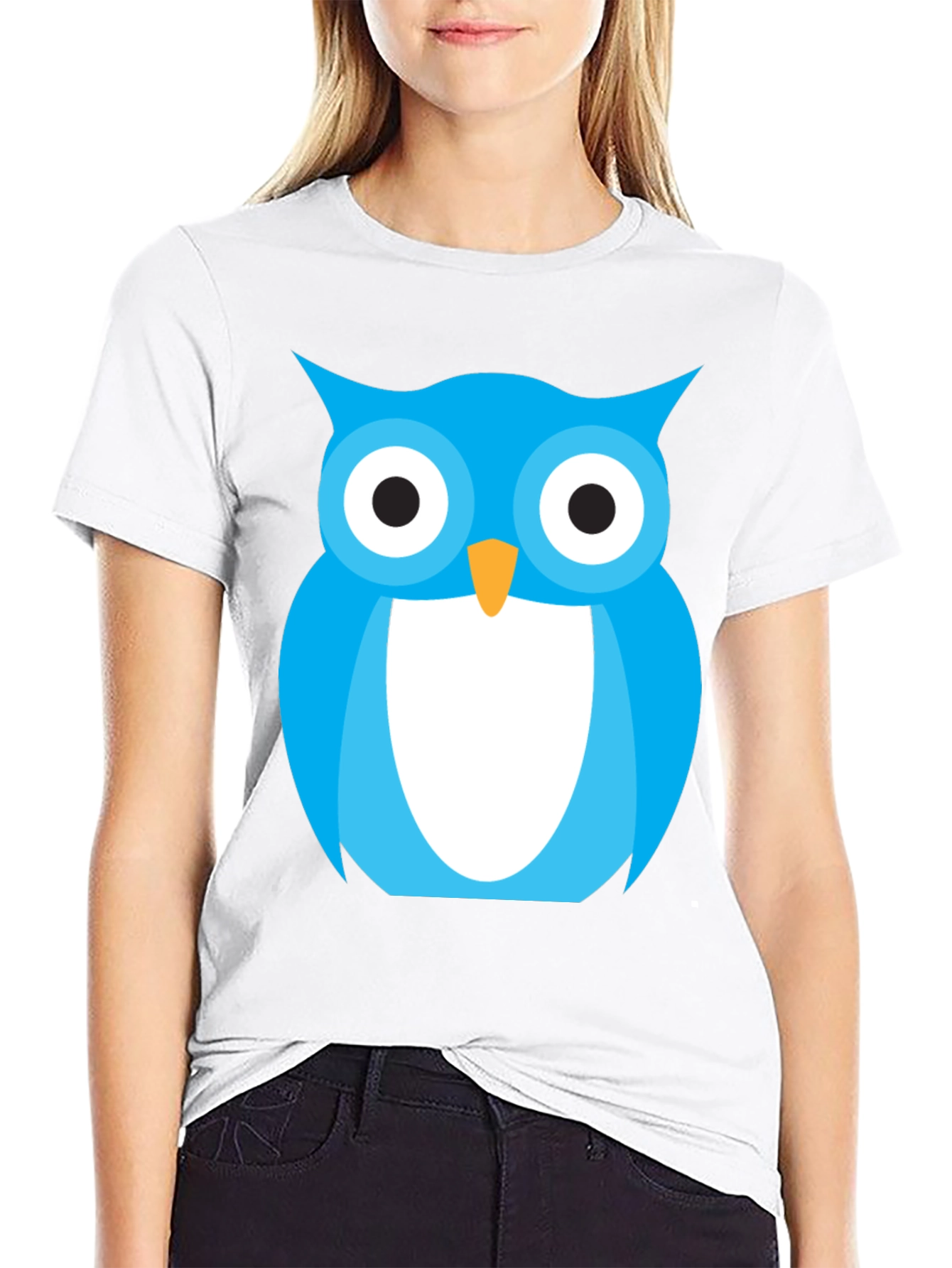 Blue Owl Graphic Tee - Stylish Black Cotton T-Shirt