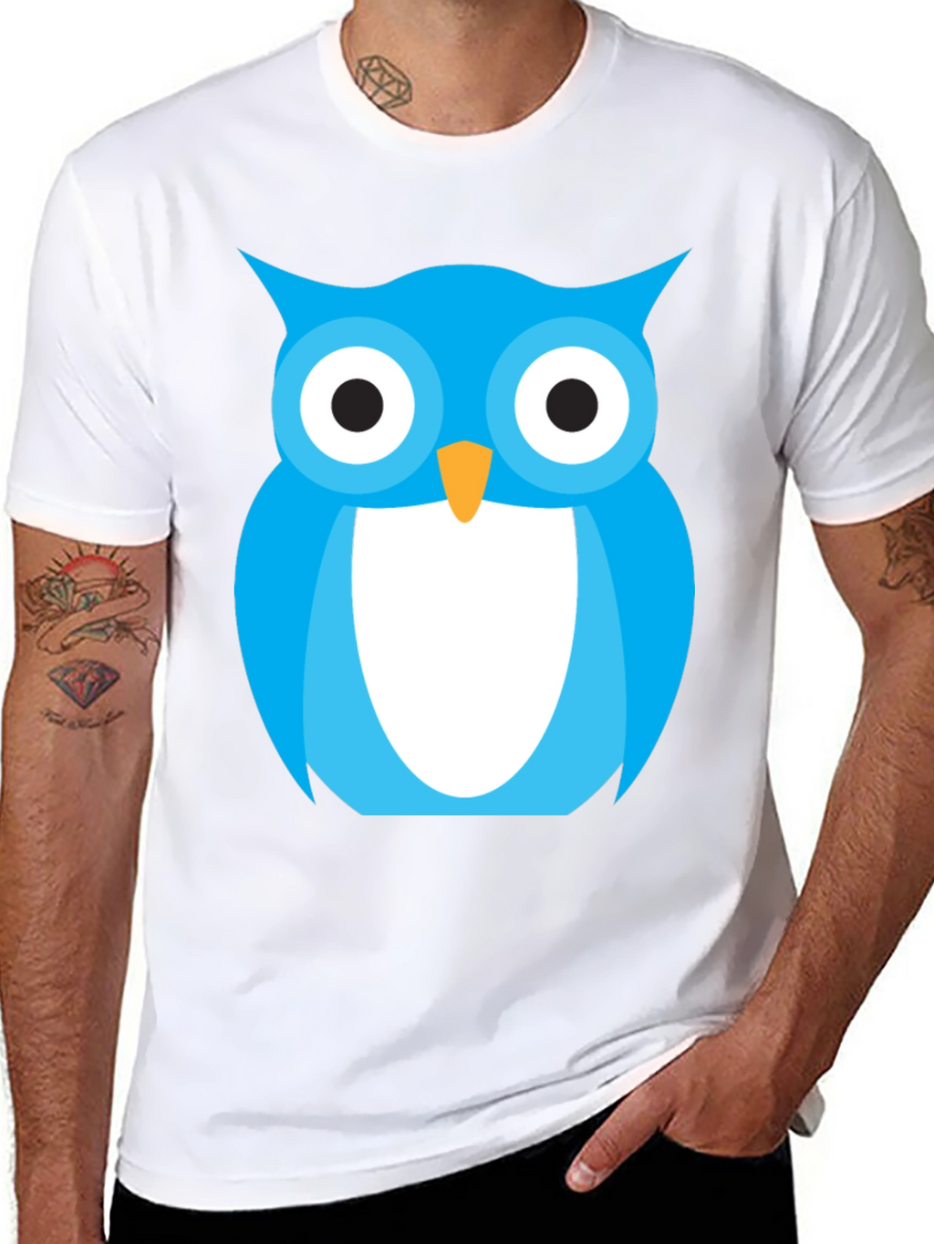 Blue Owl Graphic Tee - Stylish Black Cotton T-Shirt