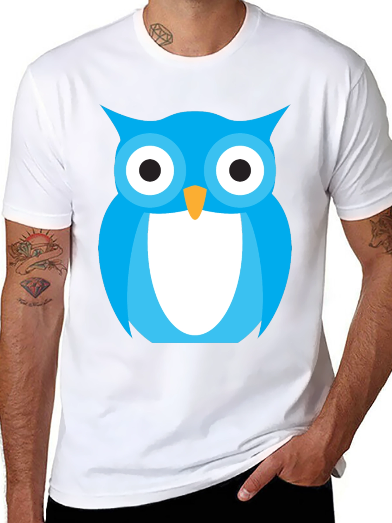 Blue Owl Graphic Tee - Stylish Black Cotton T-Shirt