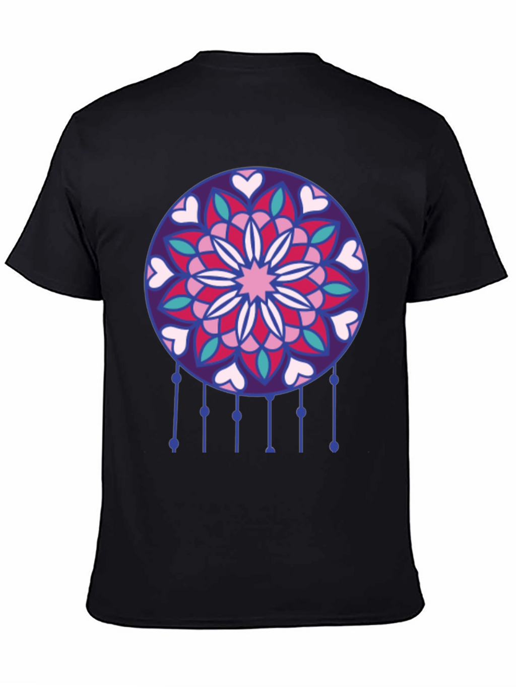 Dreamcatcher Heart Mandala Black T-Shirt