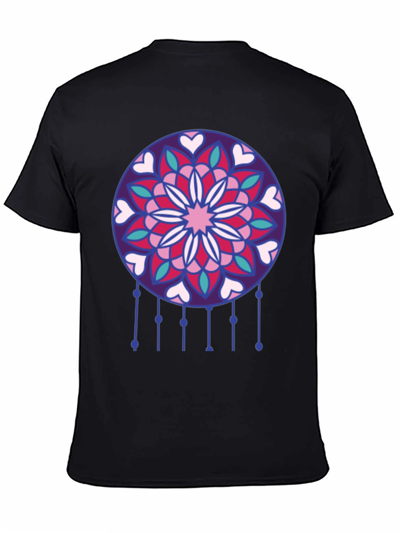 Dreamcatcher Heart Mandala Black T-Shirt