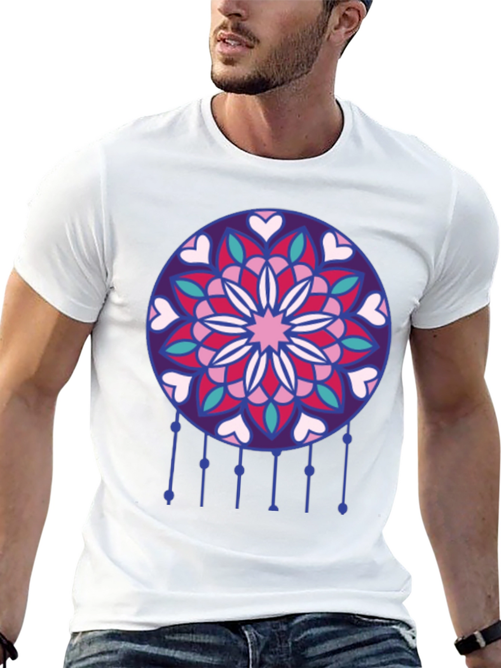 Dreamcatcher Heart Mandala Black T-Shirt