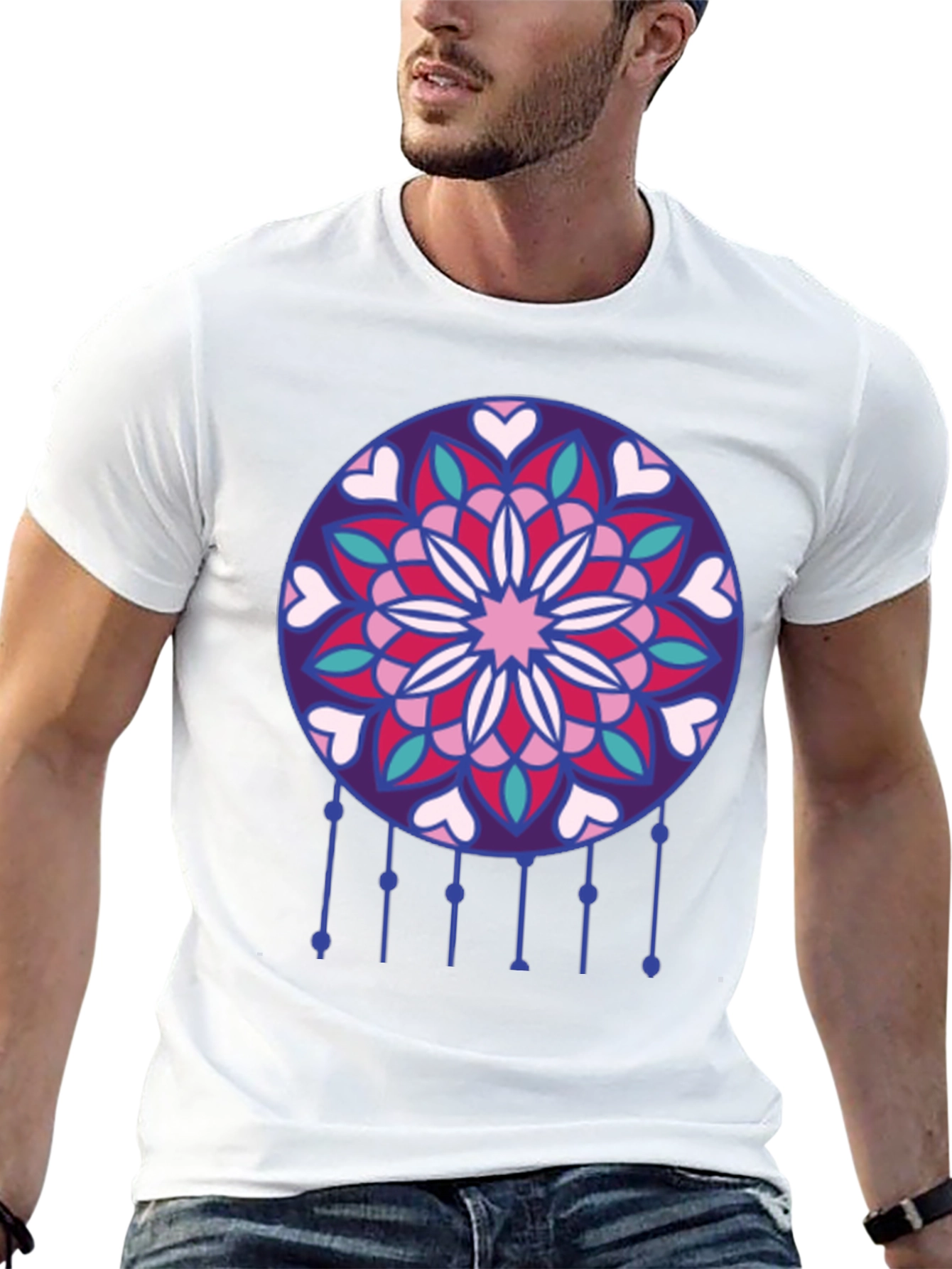 Dreamcatcher Heart Mandala Black T-Shirt