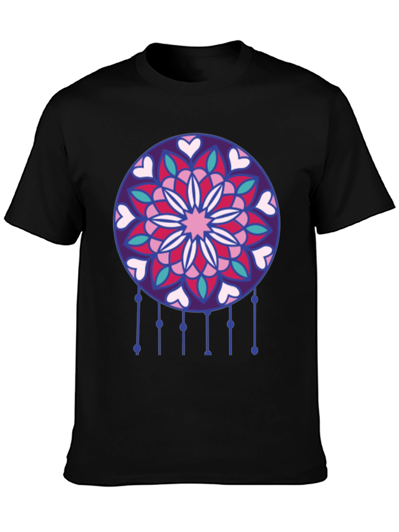 Dreamcatcher Heart Mandala Black T-Shirt