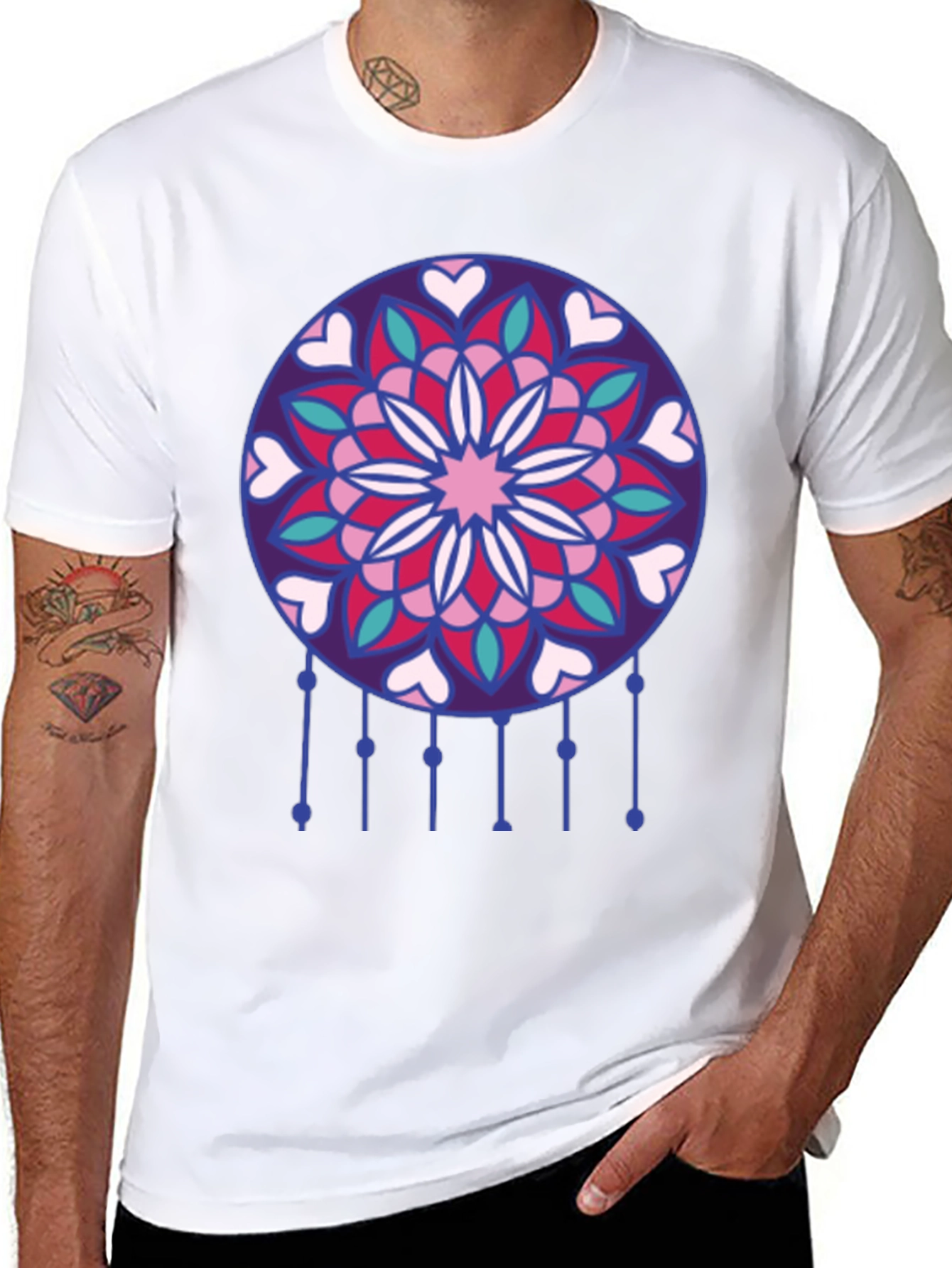 Dreamcatcher Heart Mandala Black T-Shirt