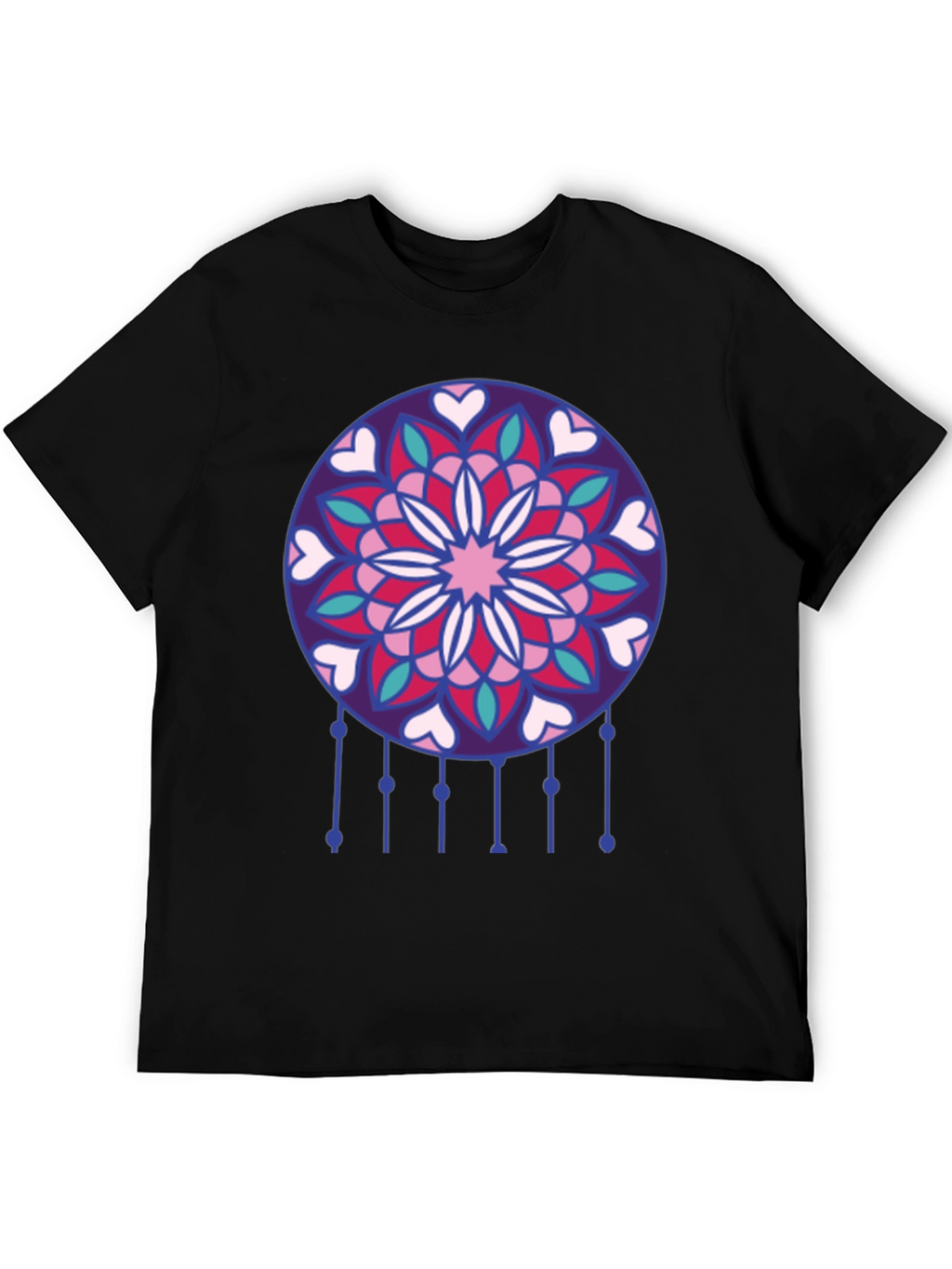Dreamcatcher Heart Mandala Black T-Shirt