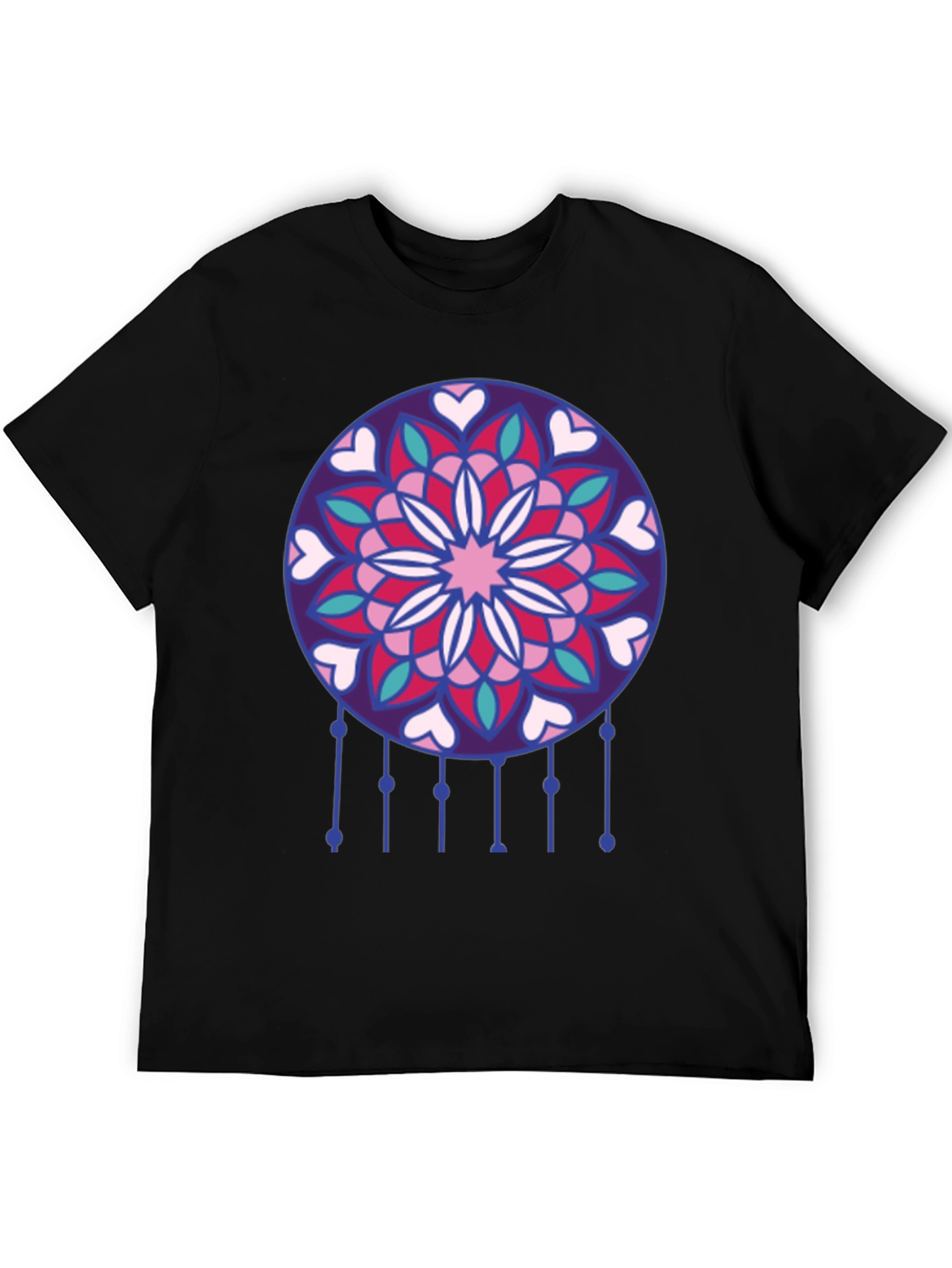 Dreamcatcher Heart Mandala Black T-Shirt