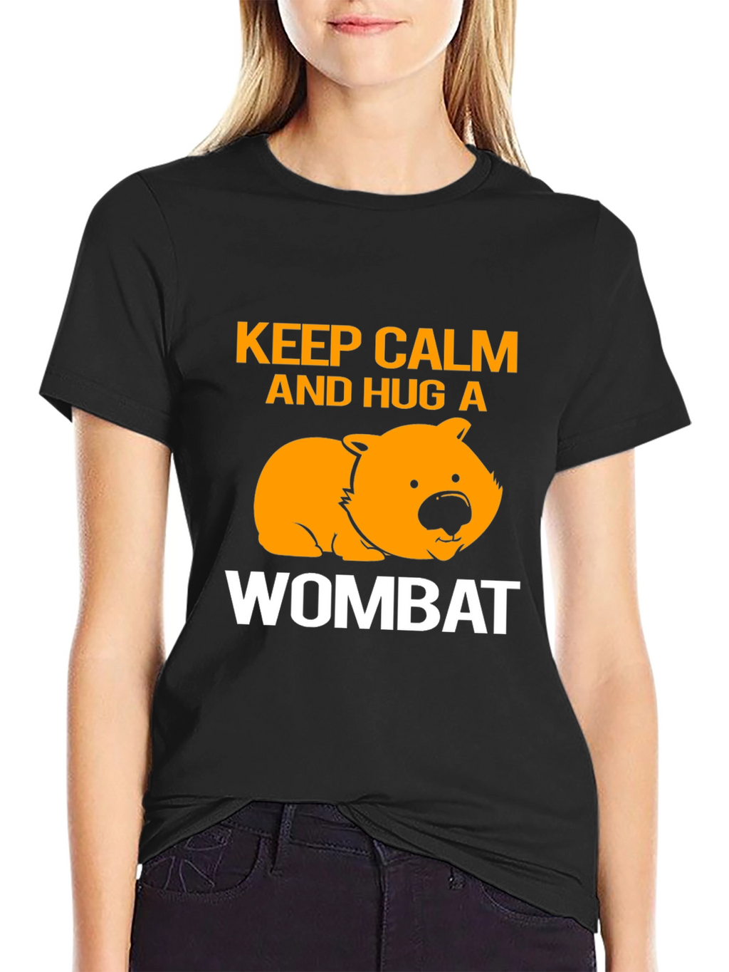 Keep Calm and Hug a Wombat Black T-Shirt