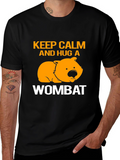 Keep Calm and Hug a Wombat Black T-Shirt