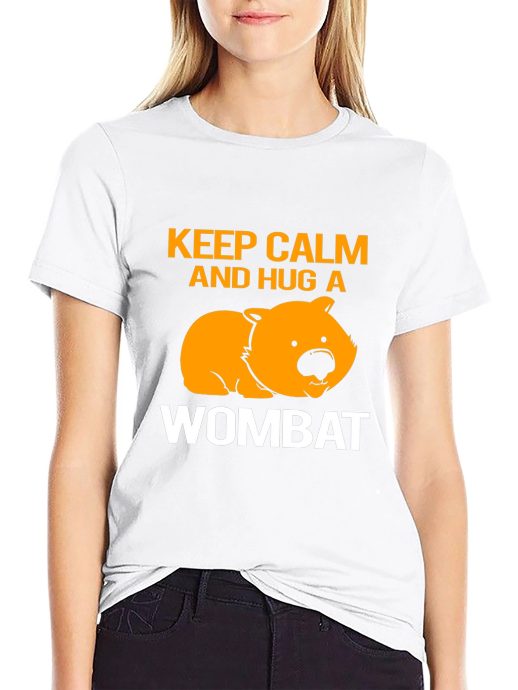 Keep Calm and Hug a Wombat Black T-Shirt